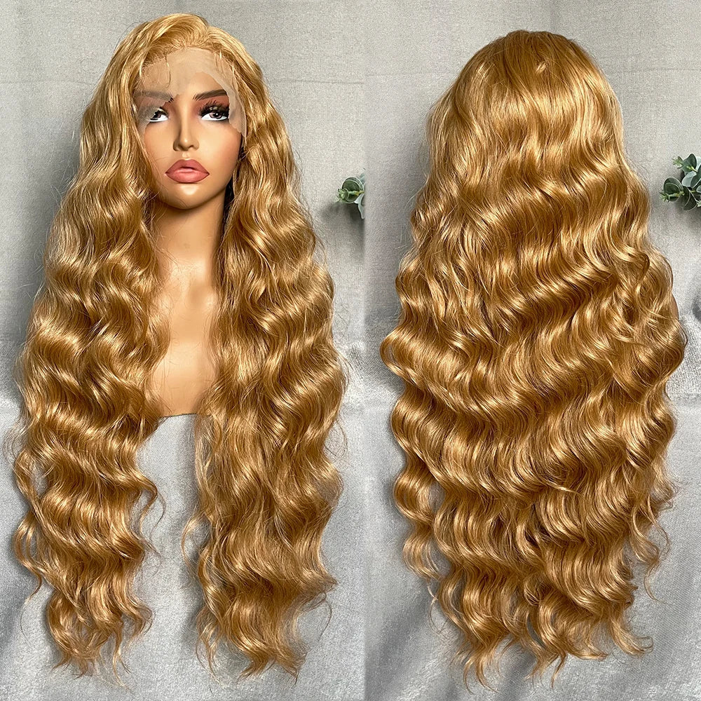 X-TRESS Synthetic Lace Front Hair Wigs for Women 32inch Long Loose Wave Black Color 13X6 Lace Frontal Wig with Natural Baby Hair