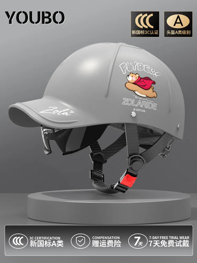 Breathable Summer Motorcycle Helmet 3C Certified Lightweight Baseball Cap Style Unisex Half Helmet