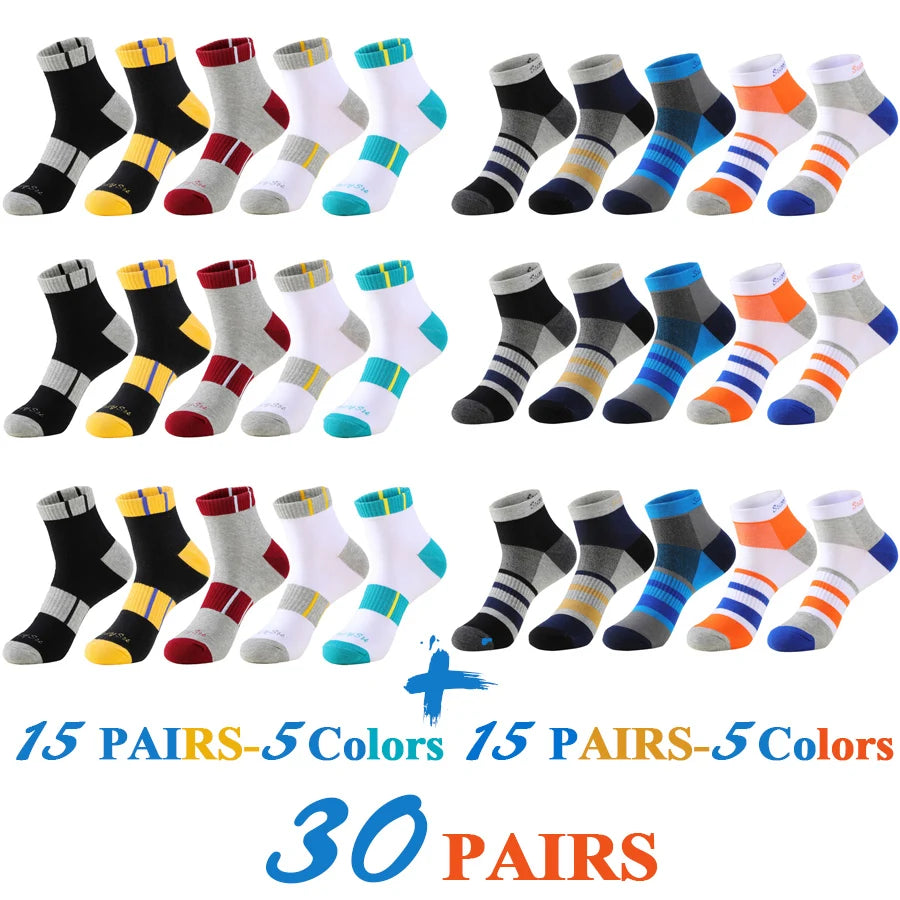 5 Pairs/Lot Mens Running Socks Casual Outdoor Sports Cotton Orange Red Stripes Compression Black 15 Styles Travel Hot Sale 2024