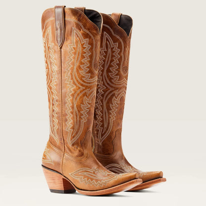 Women Western Cowboy Style Boots Pointed Thick High Heels Knee Length Embroidered Boot Autumn Block Heel Retro Casual Shoes