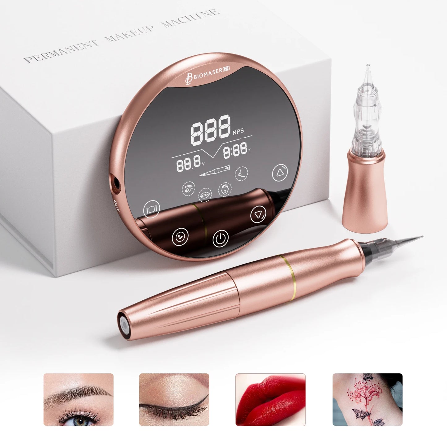 Biomaser P90 Permanent Makeup Tattoo Machine Pen Set Universal Cartridge Needle Dermografo Rotary Pen For Training Eyebrow