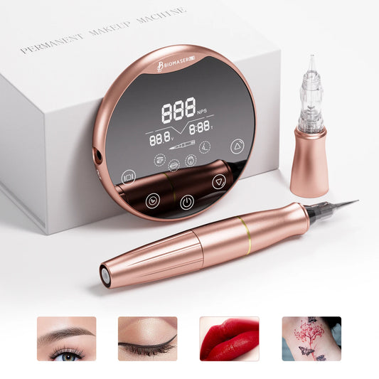 Biomaser P90 Permanent Makeup Tattoo Machine Pen Set Universal Cartridge Needle Dermografo Rotary Pen For Training Eyebrow