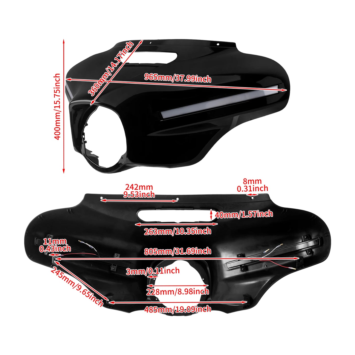 Motorcycle Front Headlight Fairing With LED Light Batwing Outer Cowl Cover For Harley Touring Street Electra Glide Ultra 2014-24