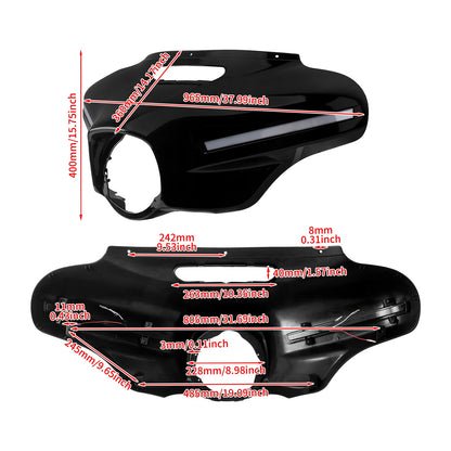 Motorcycle Front Headlight Fairing With LED Light Batwing Outer Cowl Cover For Harley Touring Street Electra Glide Ultra 2014-24