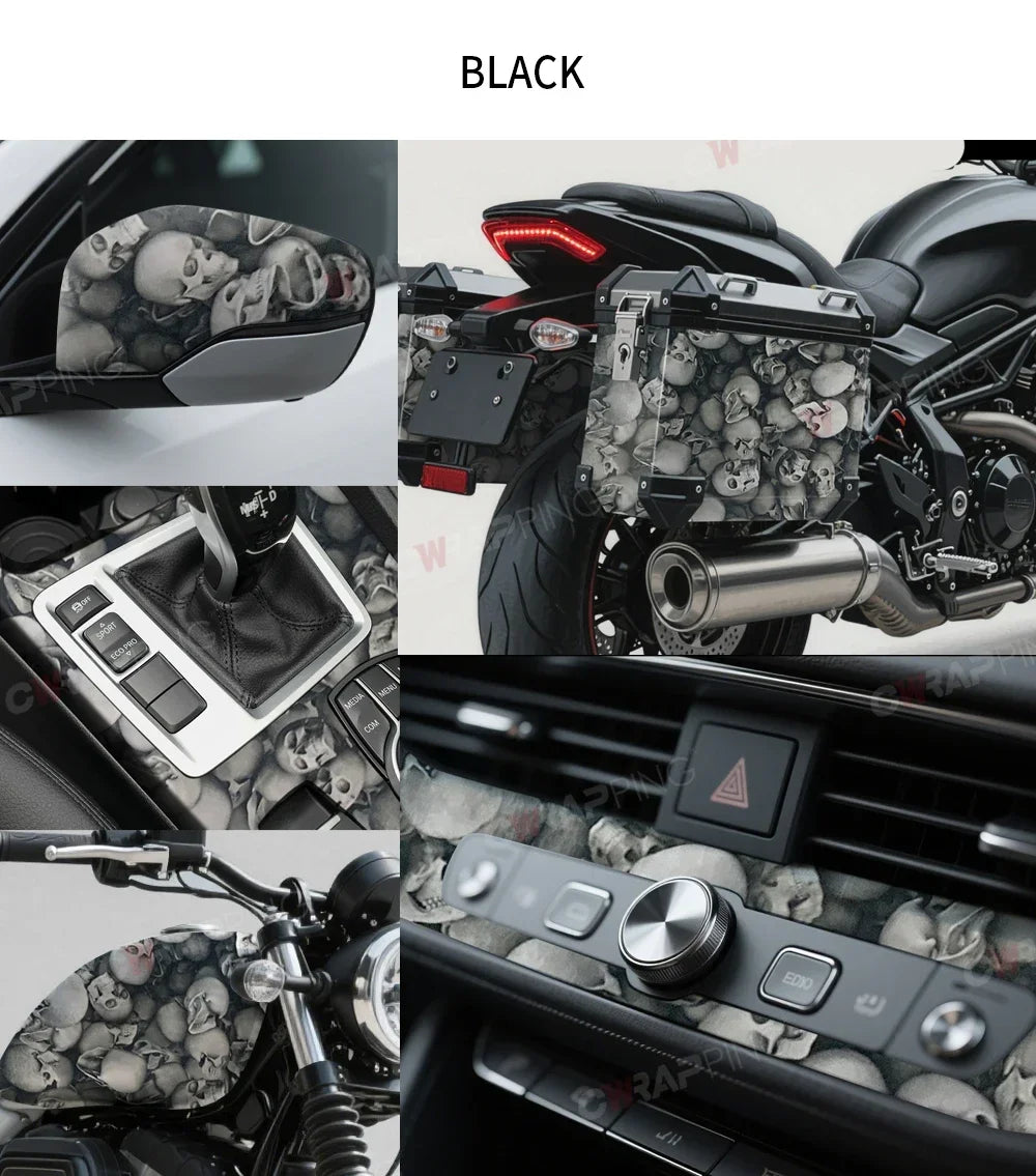 Graffiti Vinyl Wrap Car Wraps Personality Vinyl Paper for Car Wrapping Film Skull Pattern Auto Outdoor Accessories Body Covering