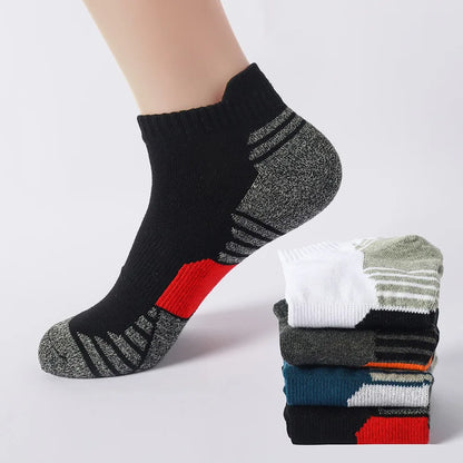 5 Pairs Men's Four Season Cotton Breathable Sports Socks Set Male Sport Ankle Socks Basketball Running Socks For Men