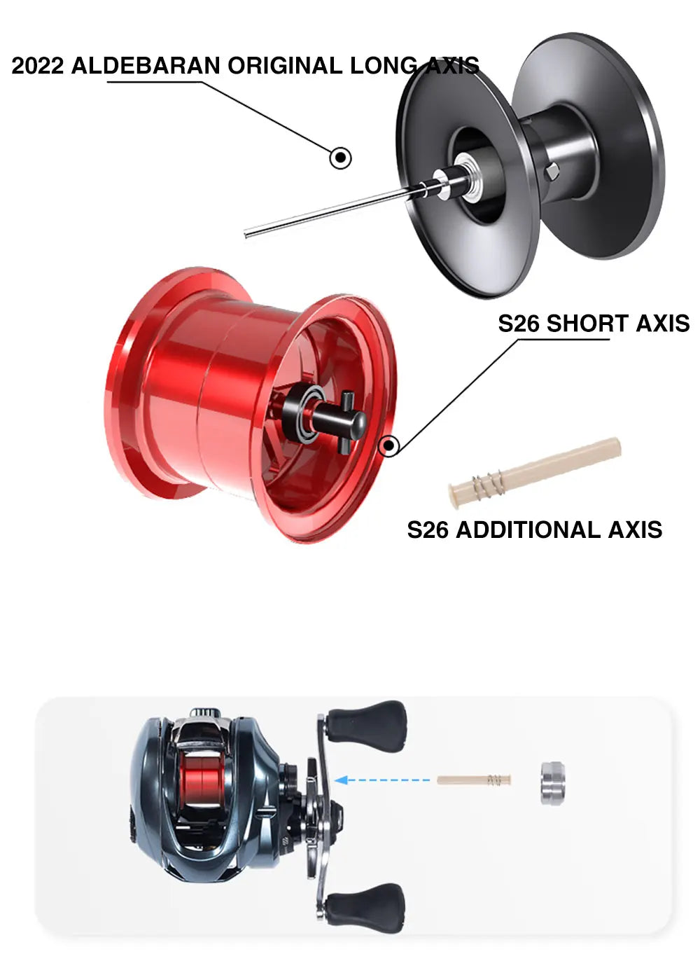 KKR S26 New DIY Ultralight Spool For 2022 ALDEBARAN BFS Baitcasting Reel Bait Finesse Lightweight Shallow Spare Coil