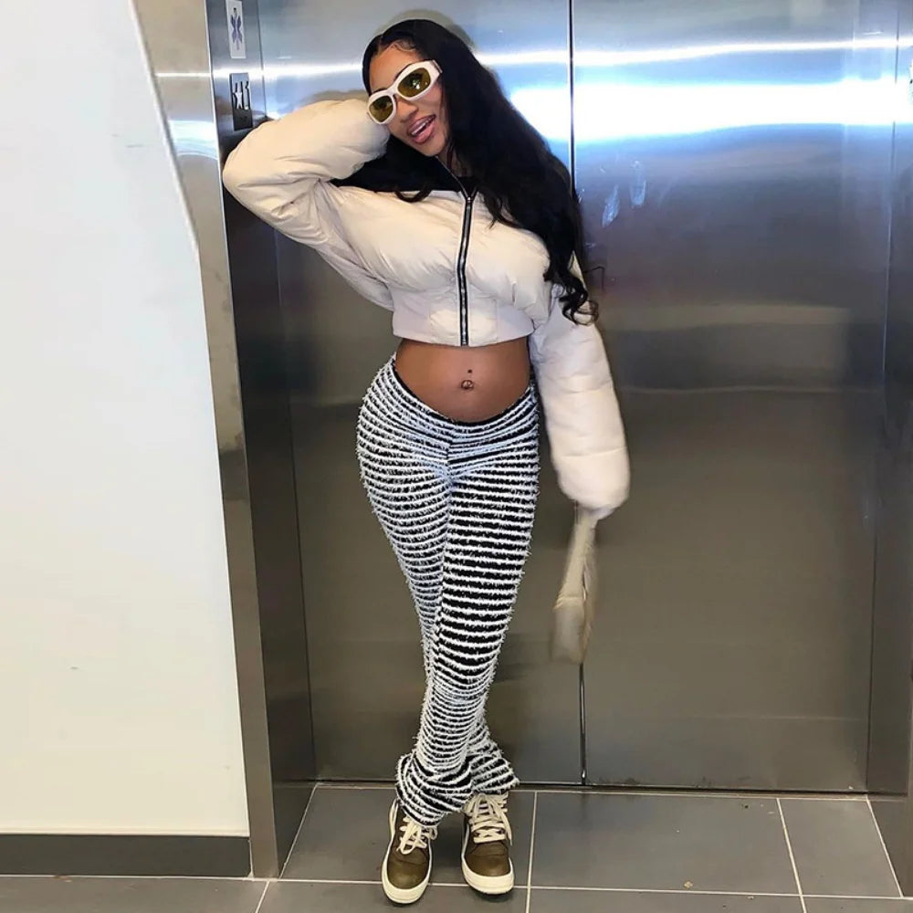 Color Block Stripes Pants Women High Waist Loose Sweatpants Women's Bodycon All-match Summer Trouseres For Female 2023