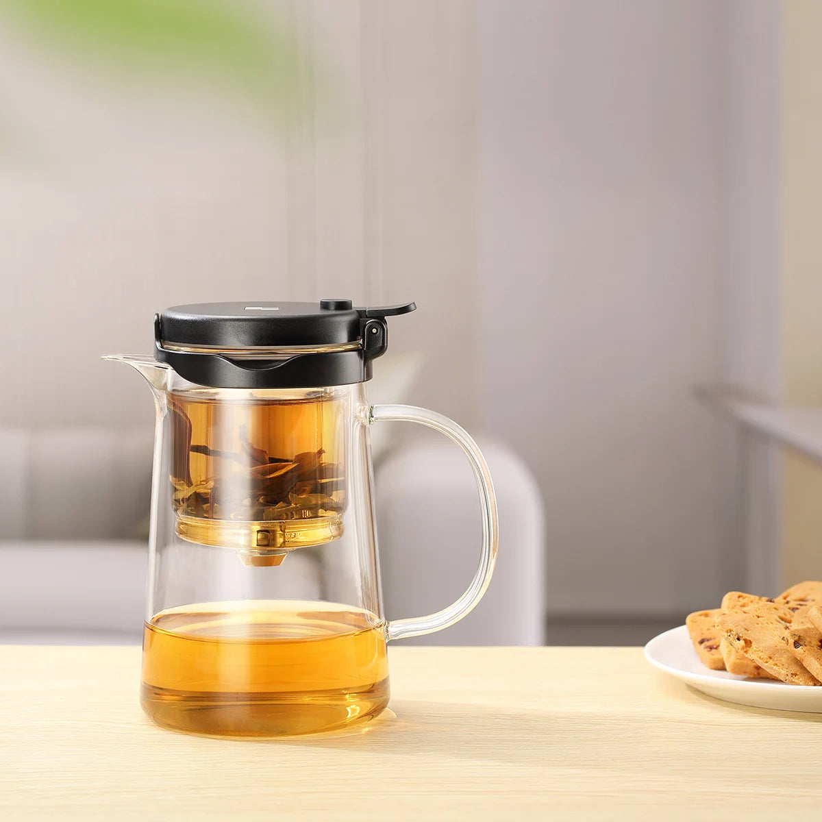 Bonston- elegant cup insulation separation bubble teapot heat-resistant glass teapot simple filter tea cup