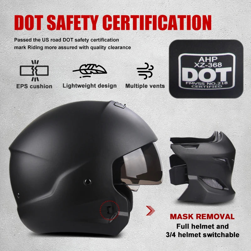 New Scorpion Retro Motorcycle Cascos Moto Locomotive Personality Multi-purpose Combination Helmet  Detachable Multi-purpose