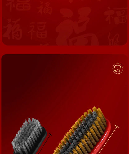GYN [6-Pcs Gift Box] New Year's Blessing Gift Box Extended Brush Head Efficient Cleaning Lucky and Joyful Soft Hair Toothbrush