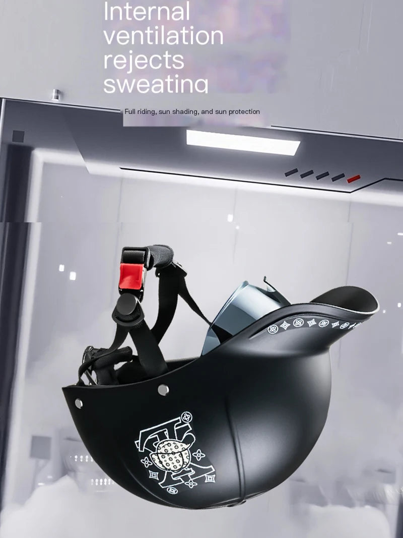 2025 For Cafe Racer Chopper Scooter Safety Hard Hat Half Face Vintage Summer Cap Motorcycle Half Helmet Baseball Cap Style