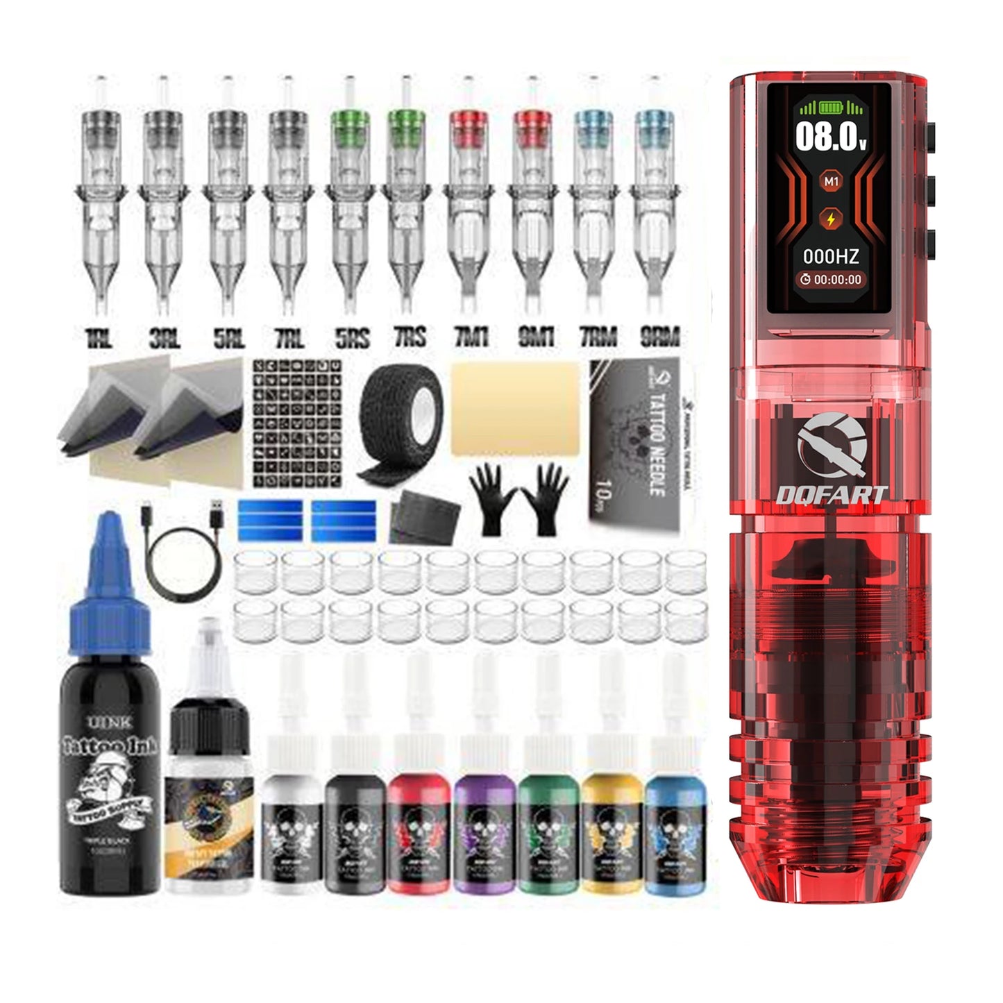 DQFART All-New Upgrade Wireless Tattoo Machine Kit Tattoo Needles Ink Tattoo Pen Suitable for Tattoo Beginners Tattoo Artists