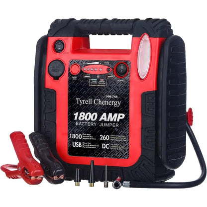New Upgrade 1800A Car Battery Jump Starter with Air Compressor 20000mAh 12V Auto Lead-Acid Battery Booster for Emergency Vehicl