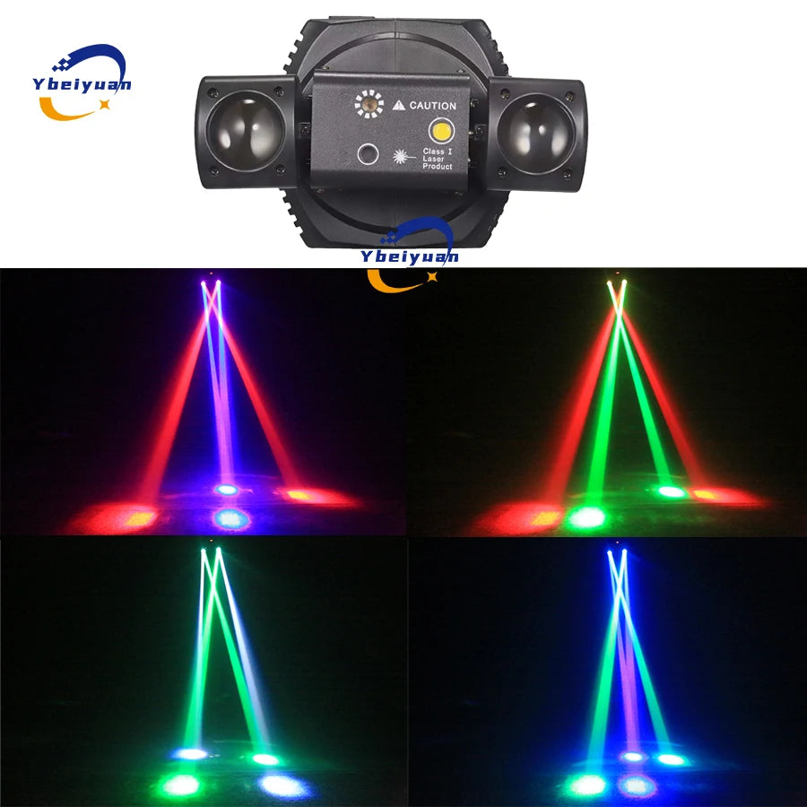 Ybeiyuan New LED Rotating Laser Beam Strobe 3-in-1 Disco Light DMX512 DJ Bar Club Party Wedding Christmas Effect Stage Light