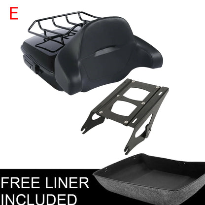 Motorcycle Chopped Trunk Backrest Rack For Harley Touring Road King Road Glide Street Glide 2014-2025