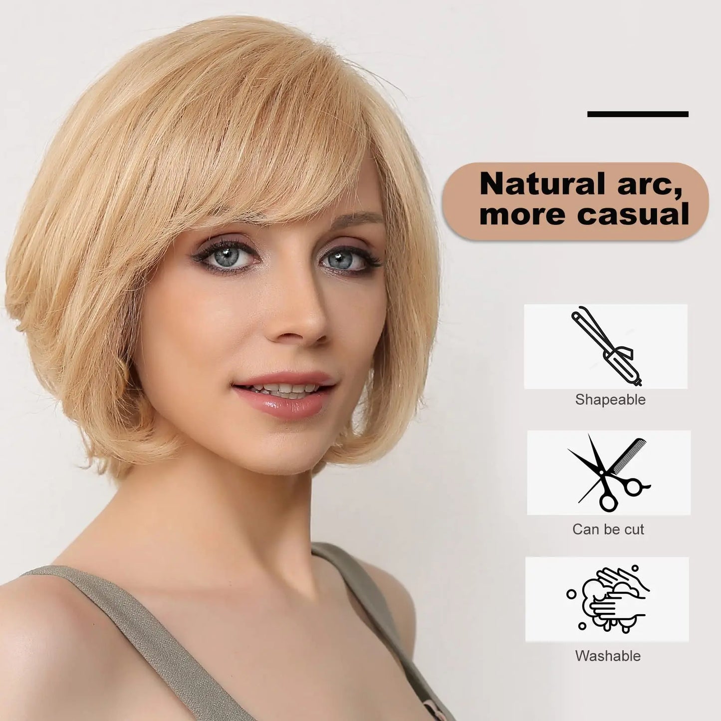 Hand-Tied Lace Front Wig Ombre Blonde Remy 100% Human Hair Wigs Natural Layered Bob HD Transparent Lace Frontal Hairs for Women