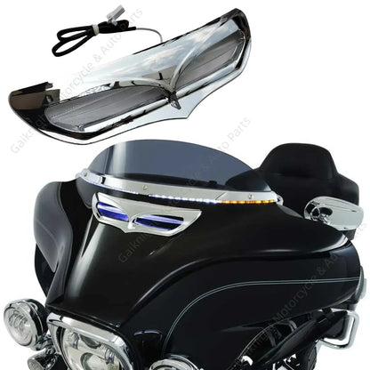 Motorcycle LED Light Batwing Fairing Vent Trim Accent Parts For Harley Touring Electra Street Glide Tri Glide Ultra 2014–2022