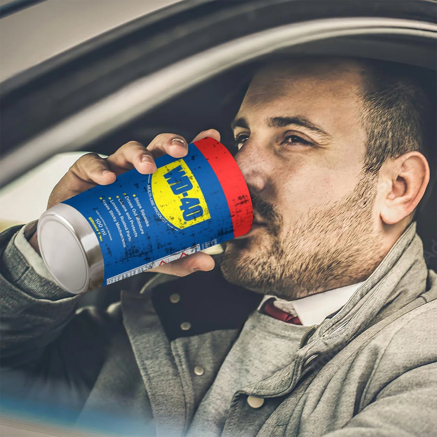 20Oz WD40 Stainless Steel Vacuum Tumbler Double Wall Insulated STP Engine Oil Filter Print with Straw and Lid Cold Hot drink cup