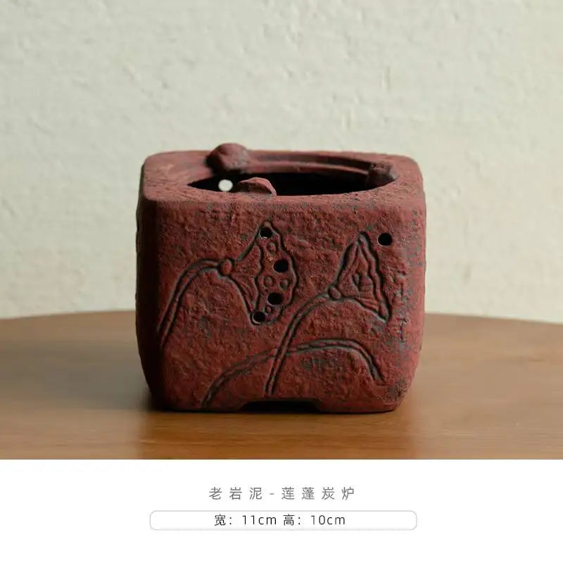 Antique Dunhuang Charcoal Tea Fire Stove Japanese Coarse Pottery Cooking Teapot Water Boiling Pottery Kettle Fire Warmer Wine