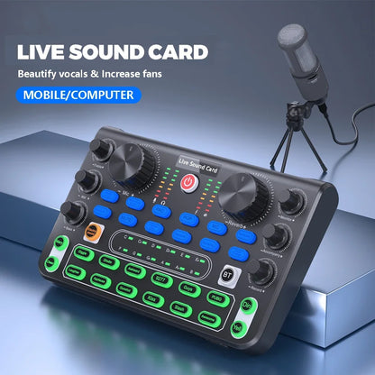 X60 Sound Mixer Board Live Sound Card for Live Streaming Voice Changer Sound Card with Effects Audio Mixer