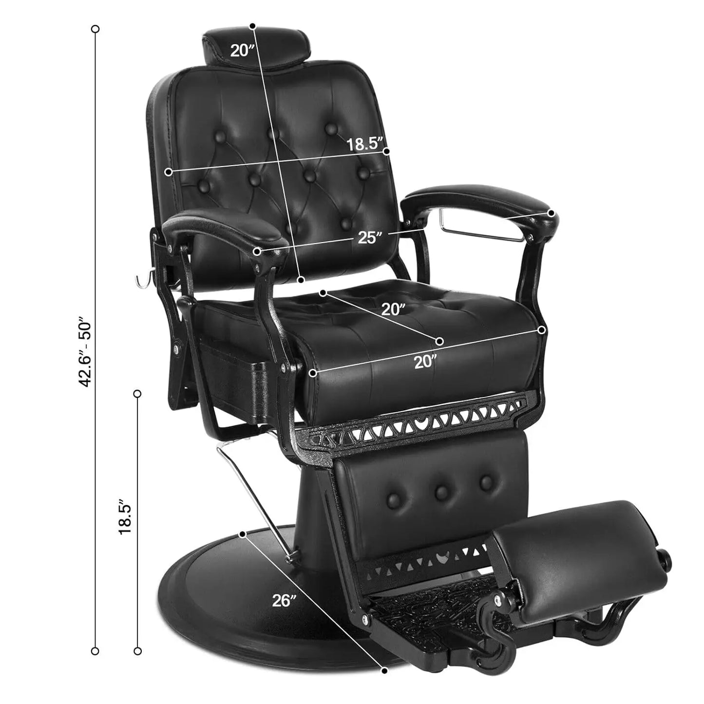 Vintage Barber Chair All Purpose Hydraulic Recline Heavy Duty Salon Beauty Spa Black Barber Chair,Customized