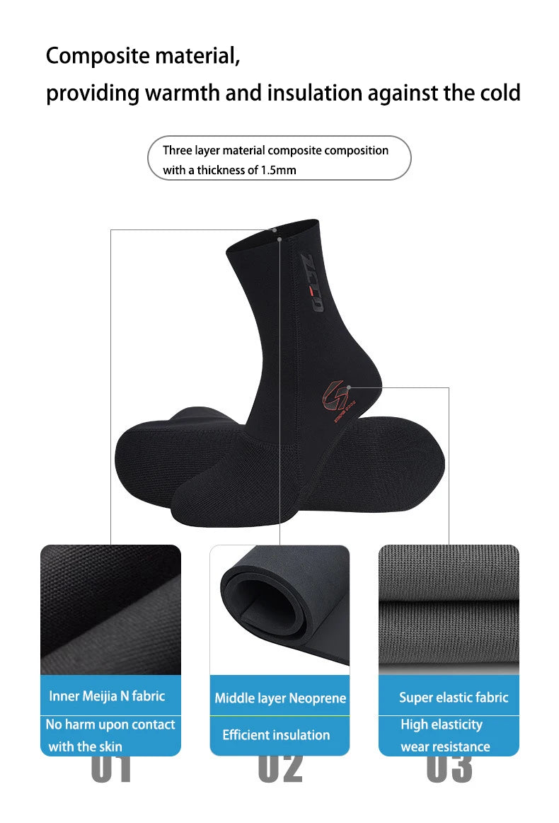 5mm/3mm/1.5mm Neoprene Diving Socks Anti Slip Beach Wetsuit Surfing Boots Water Socks Sand Proof Warm Blind Seam Diving Socks
