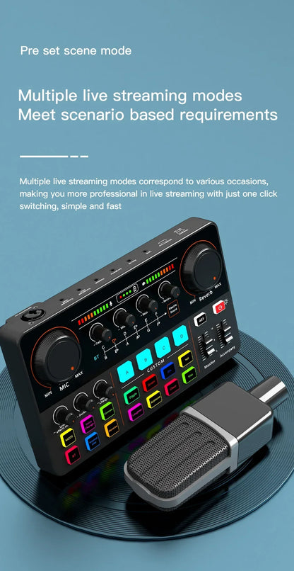 48V Phantom Power Professional Live Sound Card 12 Electronic Tone Sound Card Audio Mixer DJ Controller for For Youtube PC\Phone