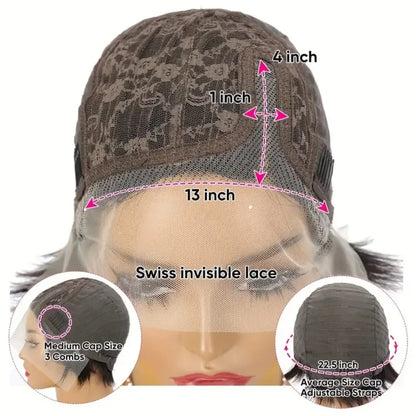 hort Lace Front Wigs for Black Women Human Hair Pixie Cut Wig Pre Plucked T Part Lace