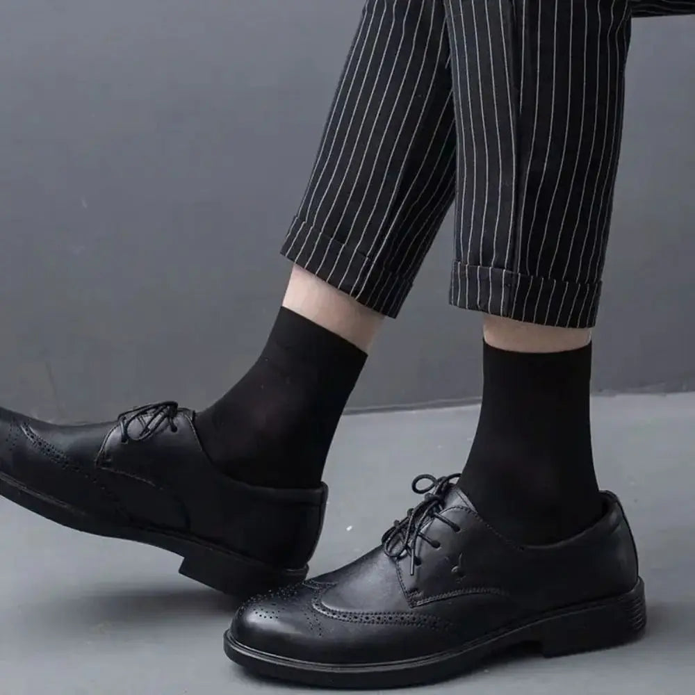 10pairs Men Ice Silk Socks Summer Spring Ultra-thin Socks Solid Business Socks Breathable Soft Socks Ankle Bamboo Fiber Socks
