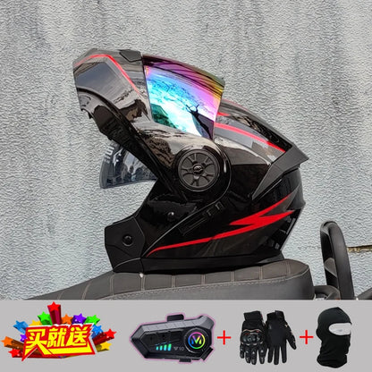 ORZ new motorcycle helmet with dual sunshades full face racing Bluetooth modular flip helmet for men and women DOT approval