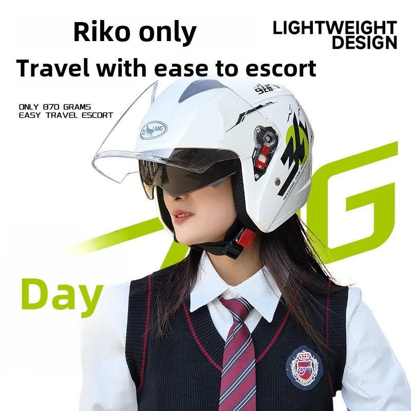 Uniform Size 58-62CM Helmet Motorcycle Winter Thermal Battery Car Female Winter Male Double Mirror Four Seasons Helmet