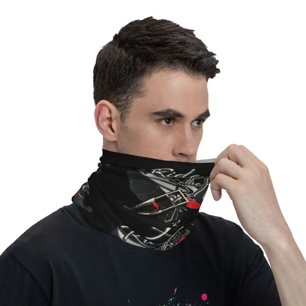 Custom Travel Motorcycle Ride Route 66 Bandana Winter Neck Warmer Windproof Wrap Face Scarf for Hiking Highways Gaiter Headband