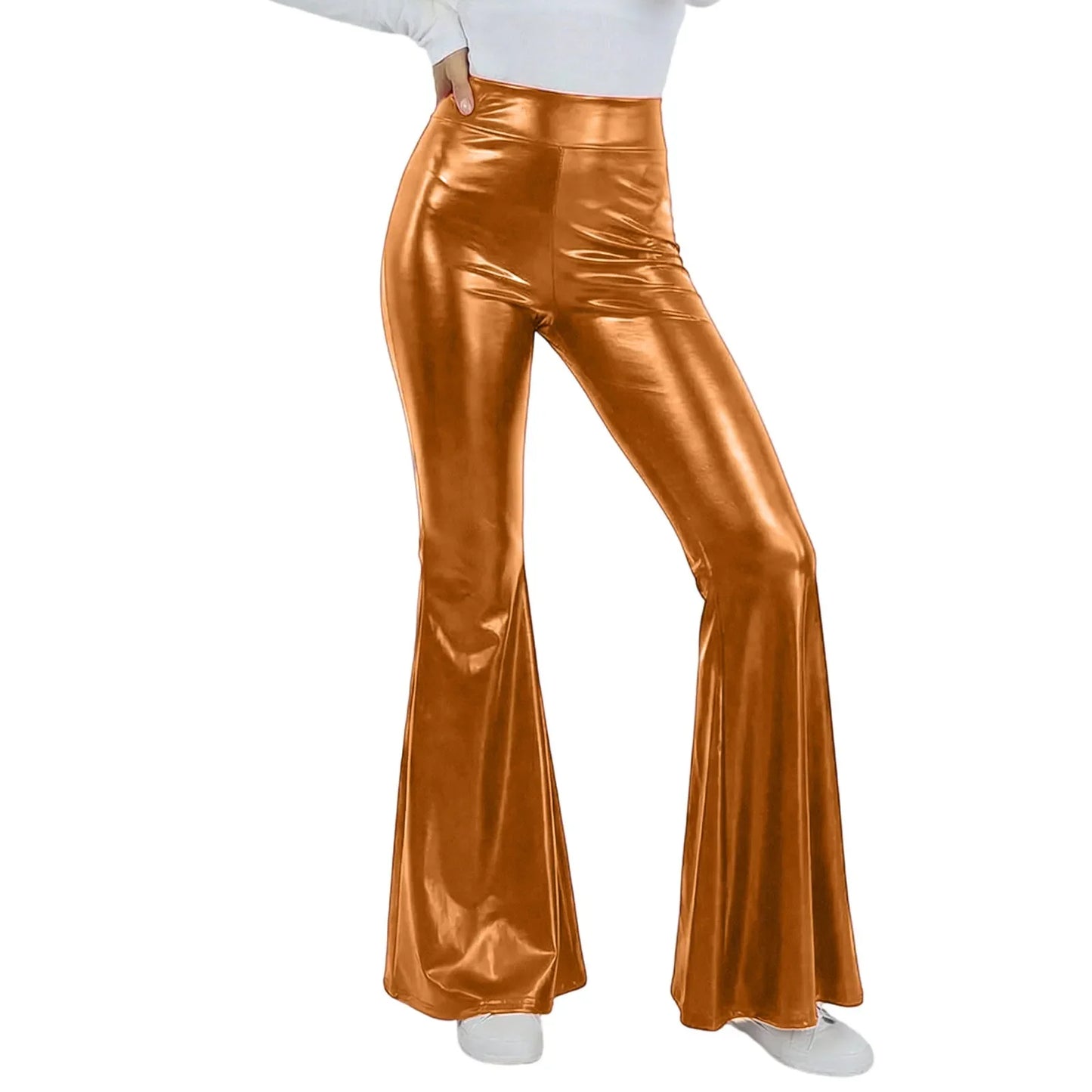 Sequin Women Flared Pants High Waist Shiny Disco Party Trousers Loose Fit Dance Club Stretchy Bell Bottom Wide Leg Trousers New