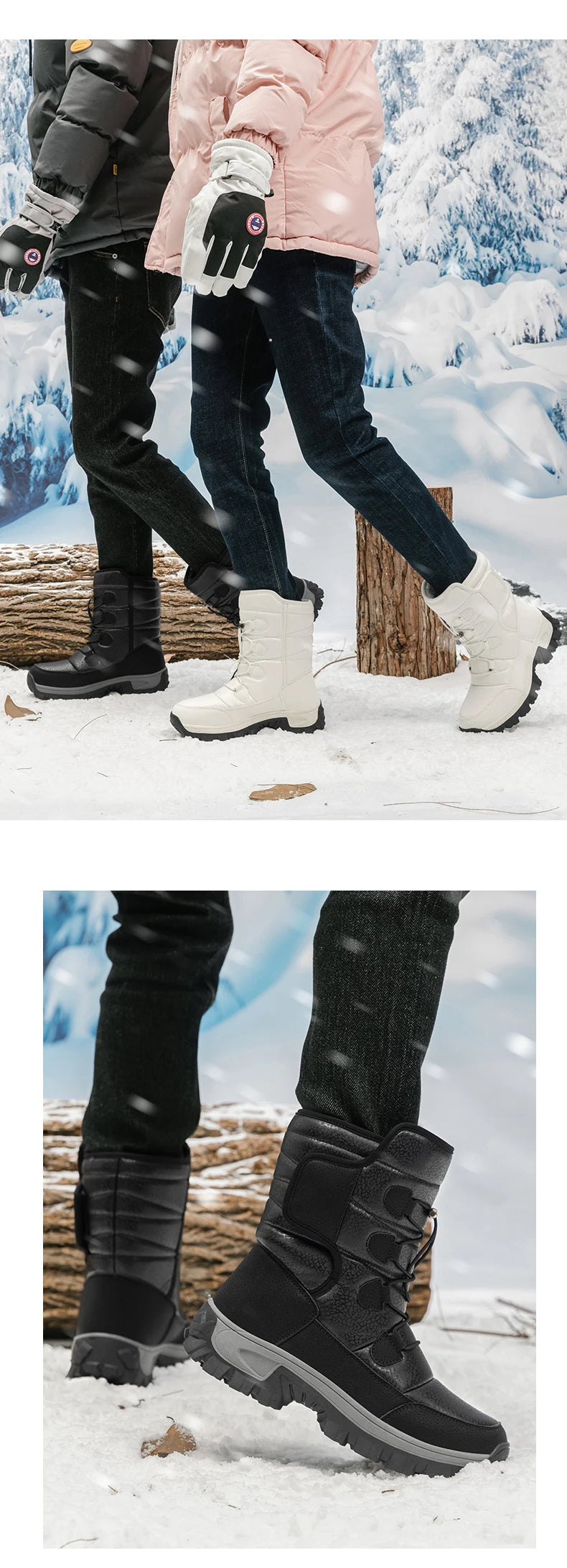 New Warm Plush Women's Snow Boots Fashion Outdoor Women Boots Platform Anti-Slip Hiking Boots Waterproof Winter Warm Ankle Boots