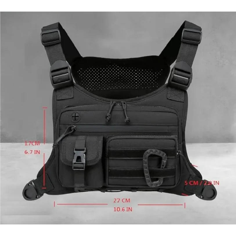 Tactical Chest Bag Men's Vest Edc Waterproof Anti-Theft Chest Pack Rig for Outdoor Cycling Bags Running Front Chest Pack