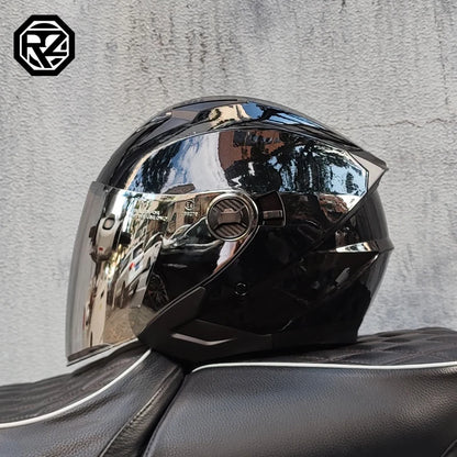 ORZ Motorcycle Helmet Half Face Double Lens Moto Four Seasons Men Women Street Fashion Helmet Capacete De Moto Safety
