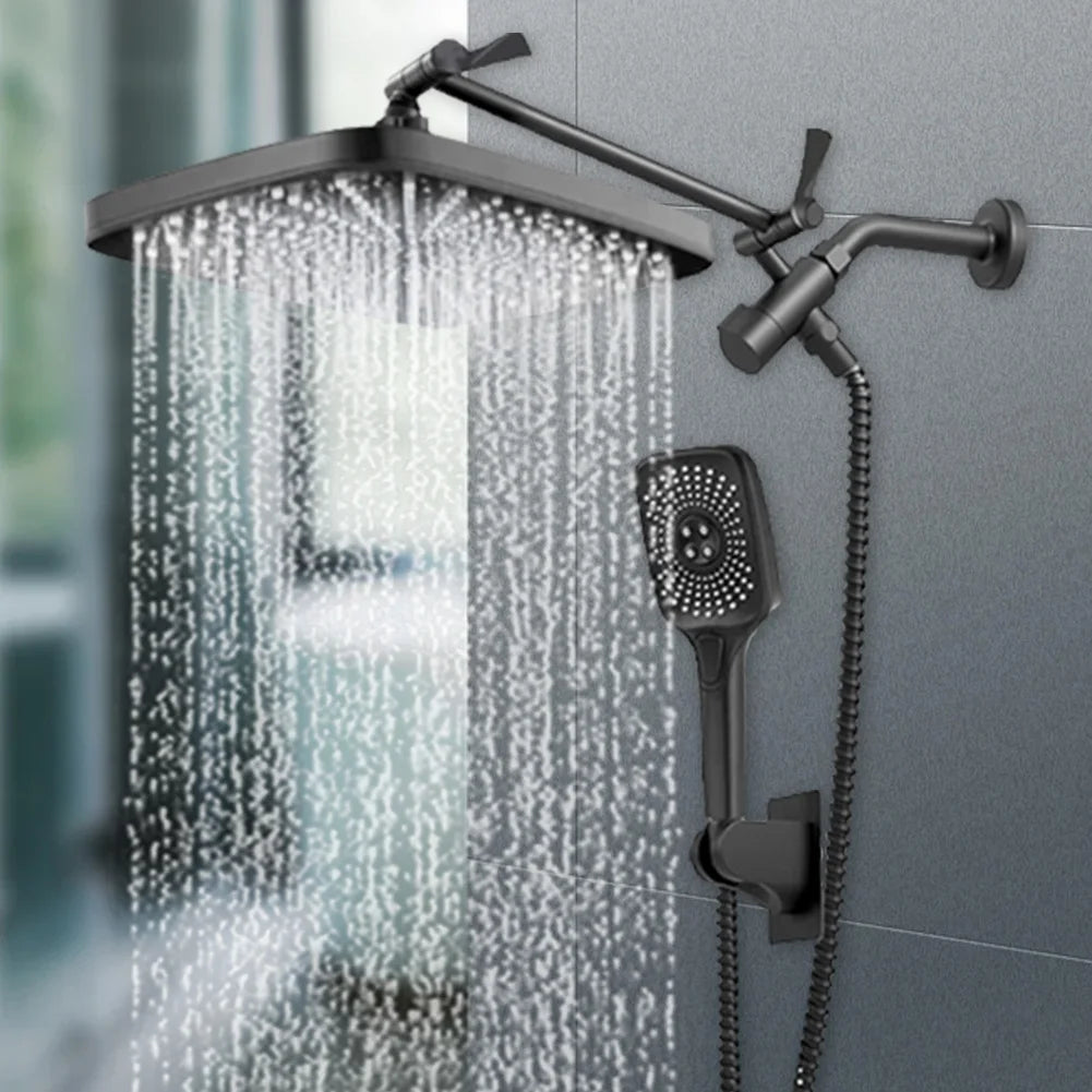 12 Inch Rain/Rainfall Shower Heads 3+1 Settings Top Spray Wall-Mount Shower Set with Extension Arm Handheld Top Spray Showerhead