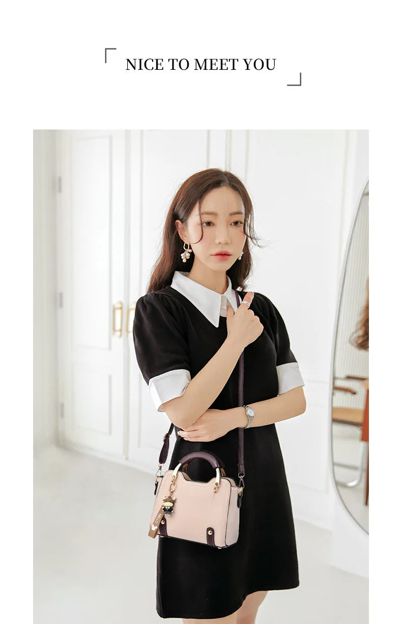 New with Printed Letters Women Square Handbag Messenger Bags with Pendant Office Ladies Bags Female Crossbody Shoulder Bags
