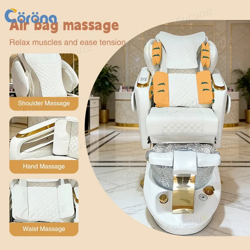 Manicure Pedicure Chair And Manicure Table Set Luxury Pedicure Spa Massage Chair For Nail Salon Pedicure Chair With Plumbing