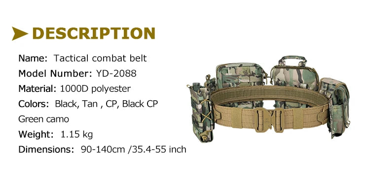 Yakeda Polyester Tactical Belt Outdoor Training Use CP Mag Pouch Hunting Accessories Tactical Belt Duty Belt Taktyczny Pasek