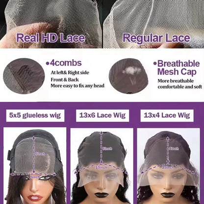 100% Human Hair 13x6 HD Deep Wave Lace Frontal Wigs 13x4 Water Curly 5x5 Glueless Lace Front Wig 30 40 Inch