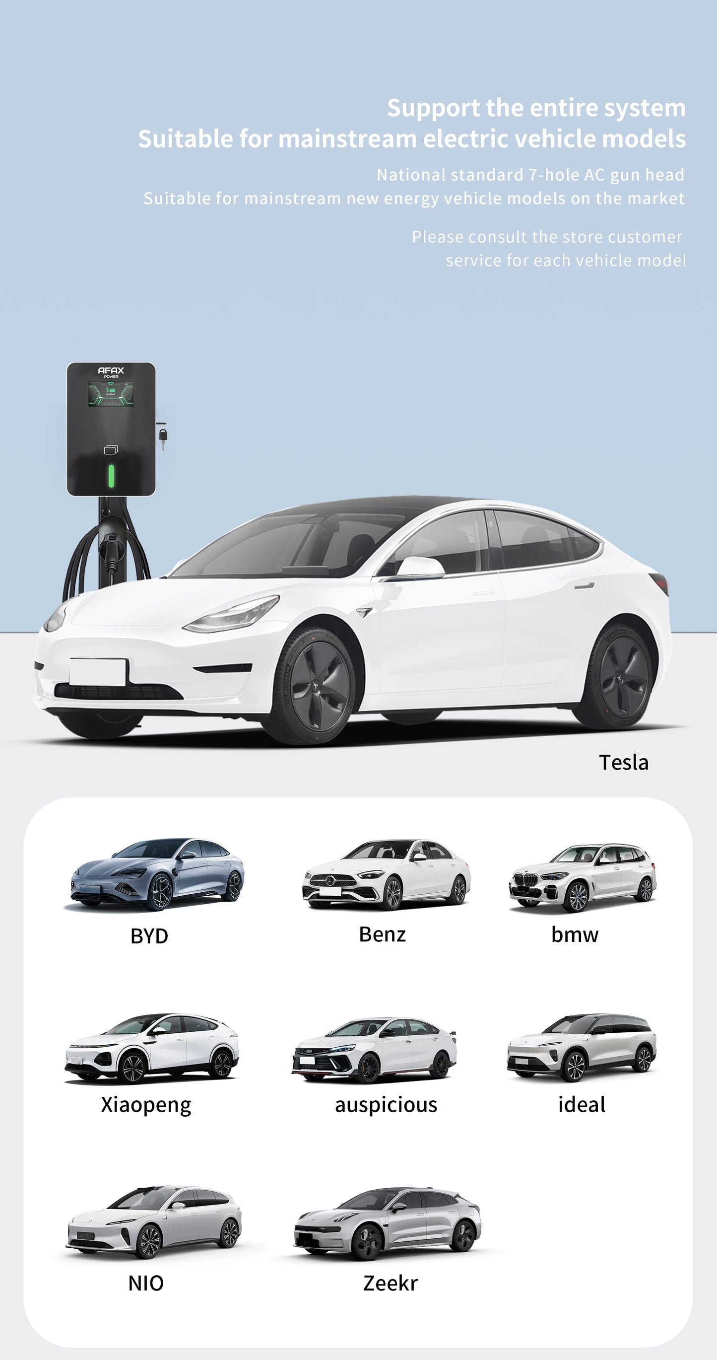 New Energy Vehicle Parts Type2 GB/T 7.6kw 11kw 22kw EV 16A AC Charging Station For Electric Car Charger