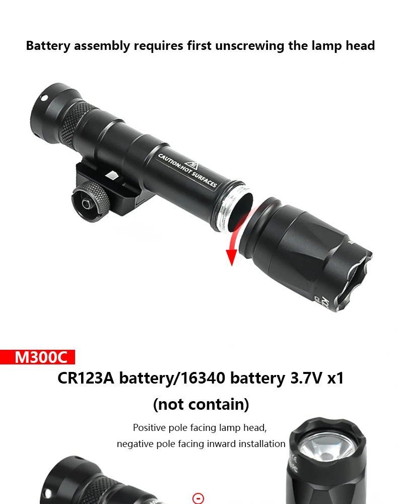Airsoft Tactical SF M300C M600C Flashlight White LED Light AR15 Rifle Hunting M300 M600 Metal Scout Light Fit 20mm Rail
