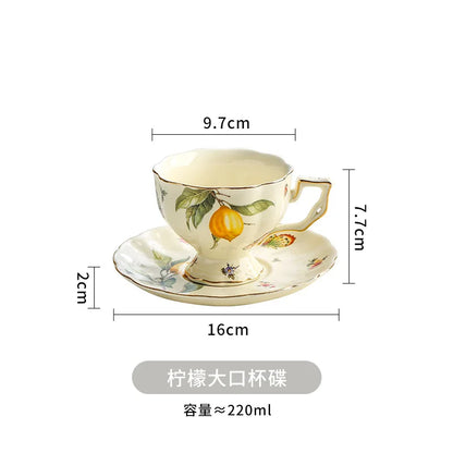 Vintage Lemon Teapot Coffee Cup and Saucer Set Beautiful Coffee Mug Modern Set Tania Bulhoes Luxury Design Cup