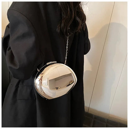 Designer Acrylic Shell Shape Clutch Bag Gold Silver Women Evening Party Bag Cute Shiny Metal Shoulder Crossbody Bags Small Purse