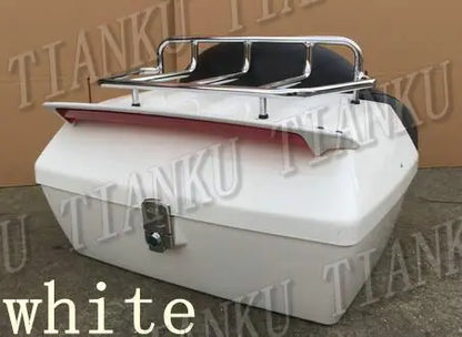 Black Trunk Tail Box Luggage Backrest For Honda Yamaha Suzuki Kawasaki Lifan Indian Bobber Custom Chopper Cruisers Street Bike