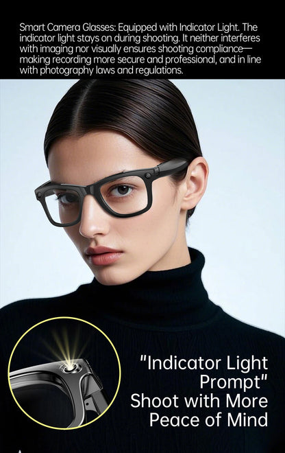 AI Smart Glasses 5 Million Pixels Recording Videos Photo Recognition Answer Translation 290mAh IP66 Waterproof Bluetooth Glasses
