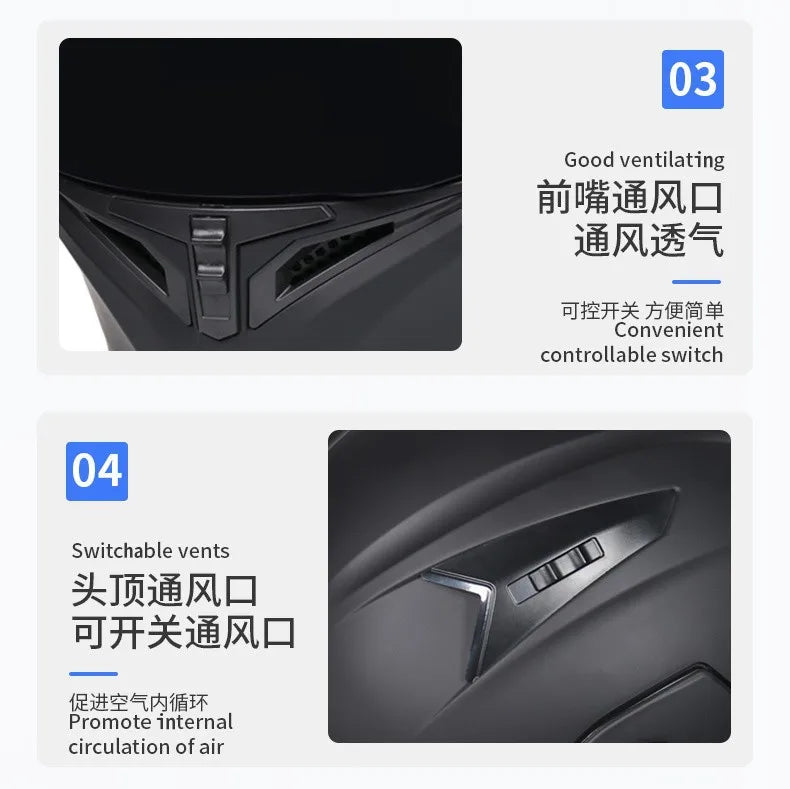 Motorcycle Helmet Full Face Racing Motorbike Helmet with Double Sun Visor Women Man Flip Up Moto Helmets Capacete De Moto