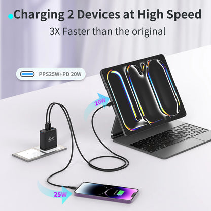 2packs 45W 3 Port USB Charger Type C Fast Charge Mobile Phone Adapter For iPhone Samsung Xiaomi Huawei Quick Charge Wall Charger